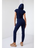 Women\'s navy blue hooded jumpsuit FK622 - Online store - Boutique